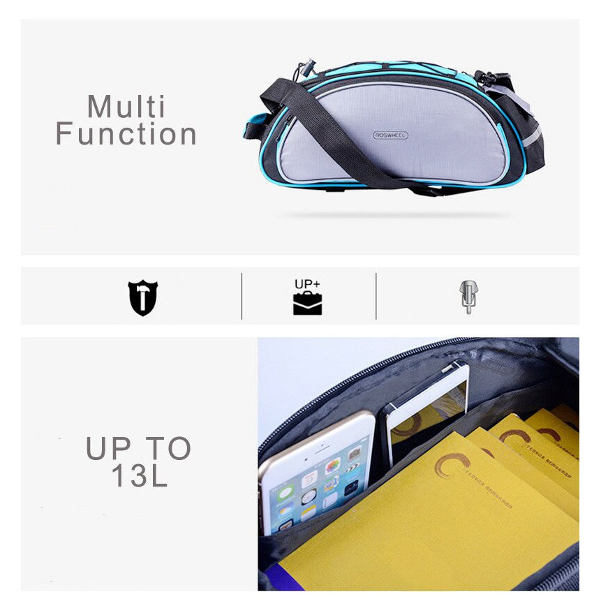 13L Bicycle Bag Multifunction Bike Tail Rear Bag Saddle Seat Pannier Bag Shoulder Handbag Bicicleta Basket Rack Trunk