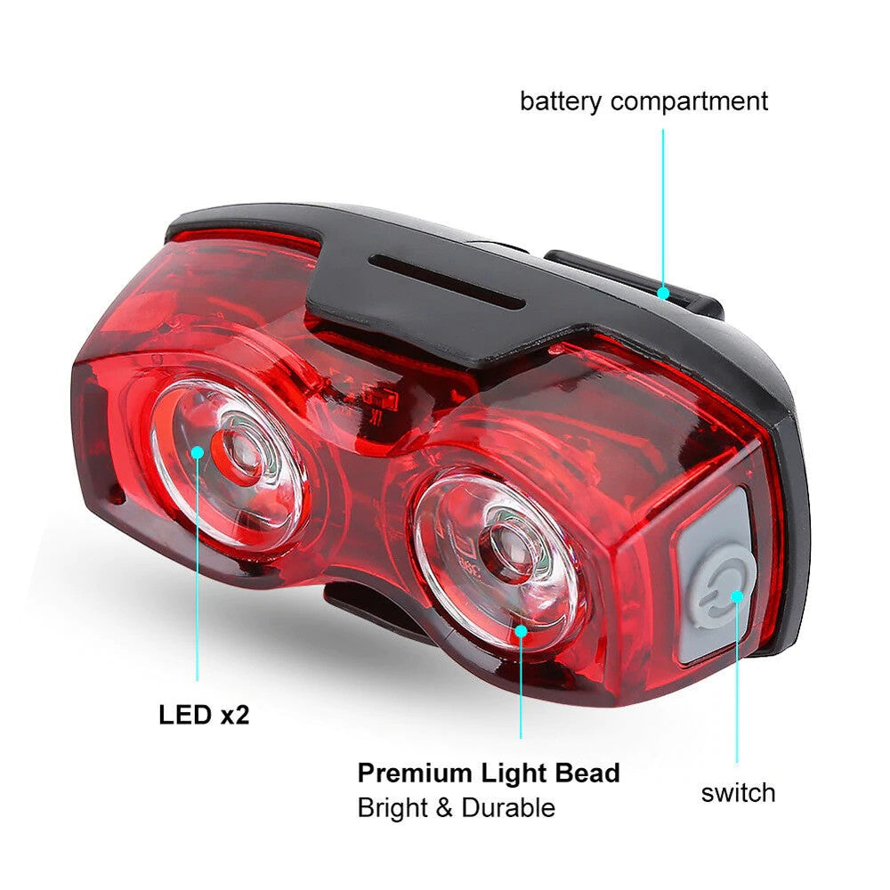 AAA Battery Style Red LED Bike Bicycle light LED Taillight Rear Tail Waterproof Safety Warning Light Cycling Portable