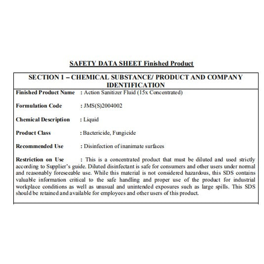 ACTION SANITIZER FLUID *ALCOHOL FREE* READY STOCK 消毒药水