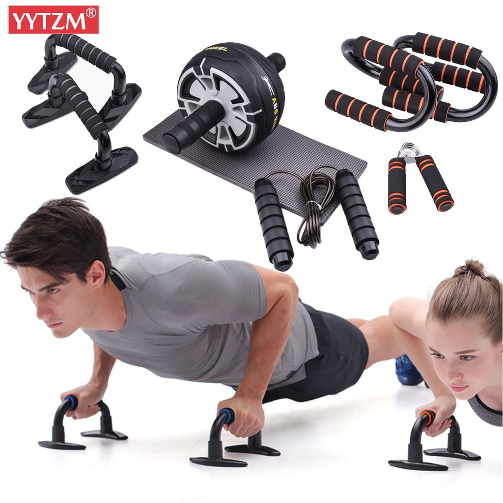 Push up Bracket Lean Abdomen Training with Skip Rope Anti-Skid Foam S-Type Grip Force Pull Rope Home Fitness Equipment