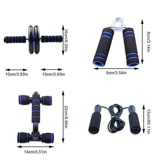 5 in 1 Muscle Trainer Wheel Roller Kit AB Whell Abdominal Roller With Push UP Bar Jump Rope Gym Home Fitness Equipment
