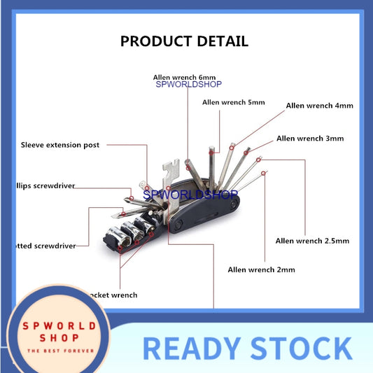 16 in 1 Multifunction Bicycle Repair Tools Kit Hex Spoke Cycling Screwdriver Tool MTB Mountain Cycling Bike Repair Tool