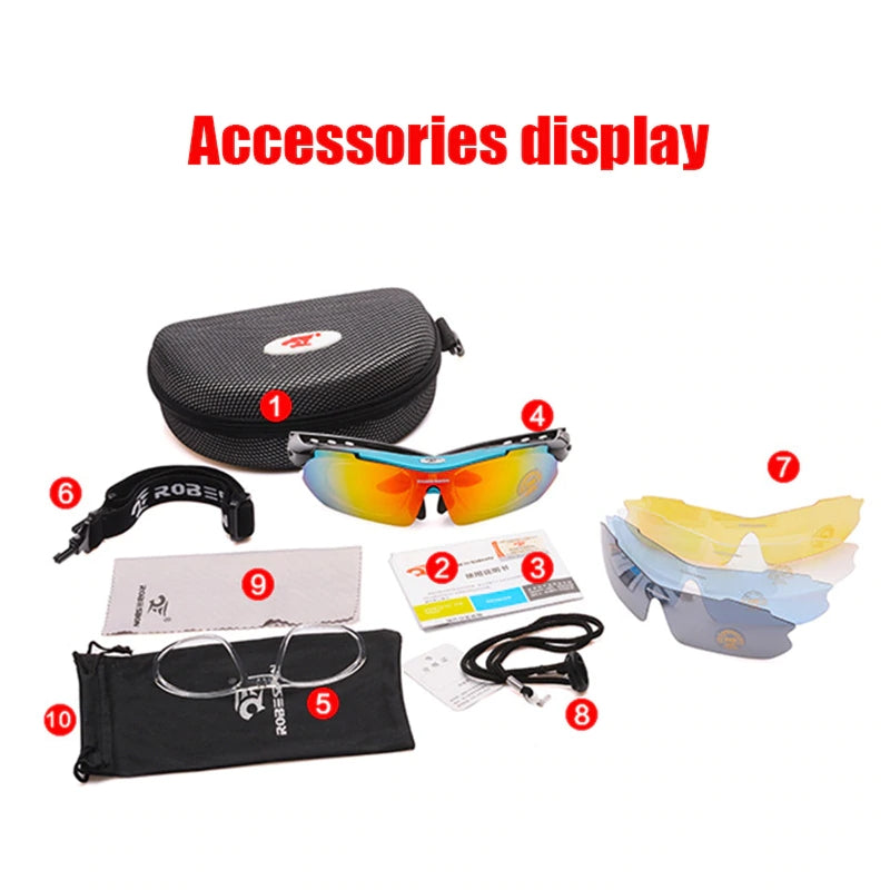 Outdoor Cycling Glasses HD Myopia Solar Sports Sunglasses Interchangeable Lenses Bicycle Eyewear Goggles