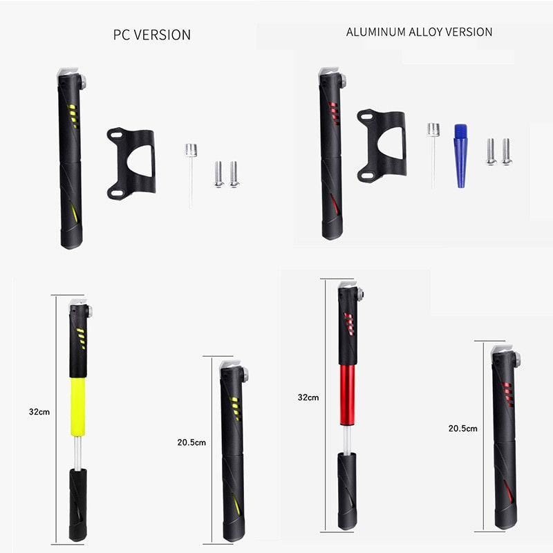 Bike Air Pump Aluminum Alloy Mini Portable Hand Pump Bicycle Tire basketball Inflator American French Mouth Universal