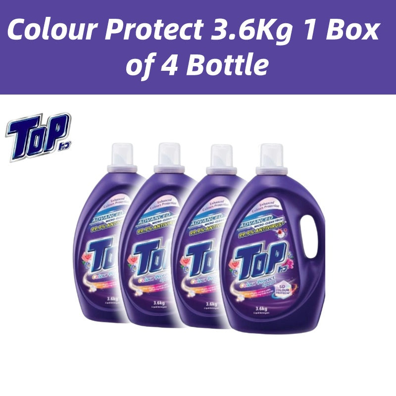 READY STOCK!!! Top Liquid Detergent - 7 Variants 3.6kg Super Hygienic Anti Virus l Box of 4 Bottle