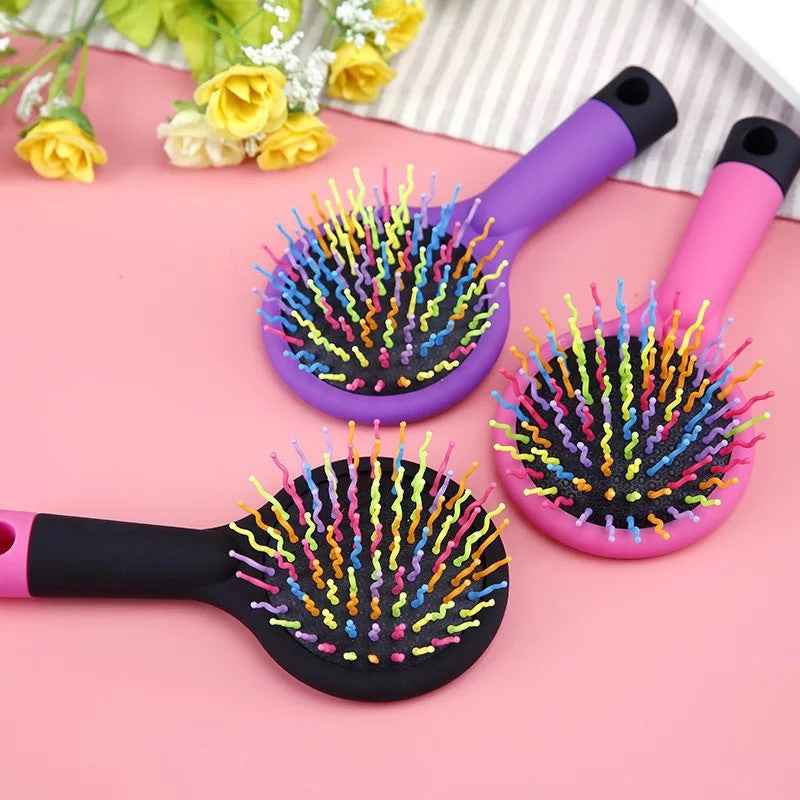 READY STOCK!!! Korean Eye Candy Rainbow S Curl Air Volume Brush | Abundant Hair Detangling Comb 彩虹S型空气蓬松卷发梳