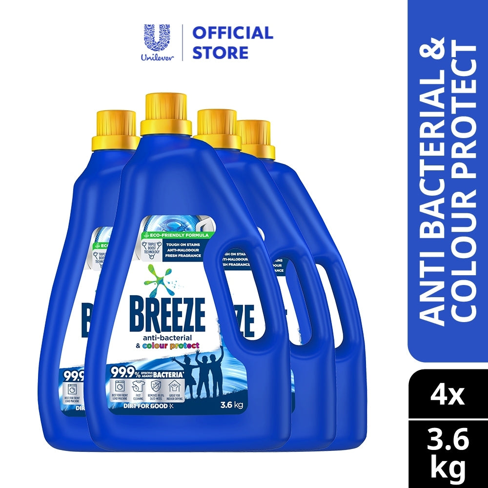 READY STOCK!!! Breeze Detergent Liquid Fragrance of Comfort Power Clean Colour Care 3.6kg 1 Box of 4 Bottle