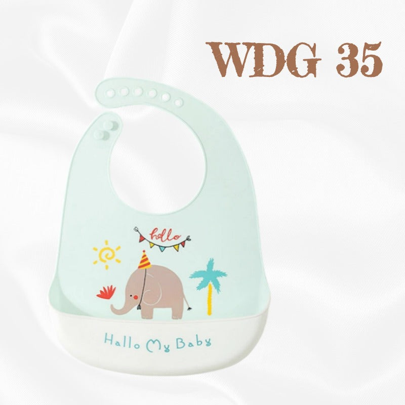 READY STOCK!!! Baby Silicone Bibs | Adjustable Waterproof Feeding Bib | Kids Apron for Mealtime WDG/GJQ 婴儿硅胶围兜 | 可调节防水围嘴