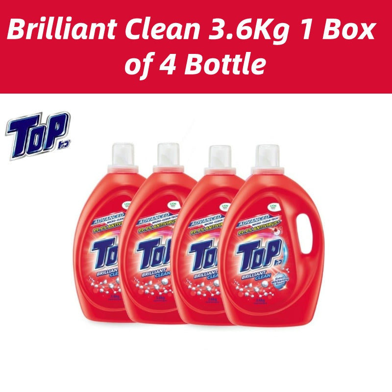 READY STOCK!!! Top Liquid Detergent - 7 Variants 3.6kg Super Hygienic Anti Virus l Box of 4 Bottle