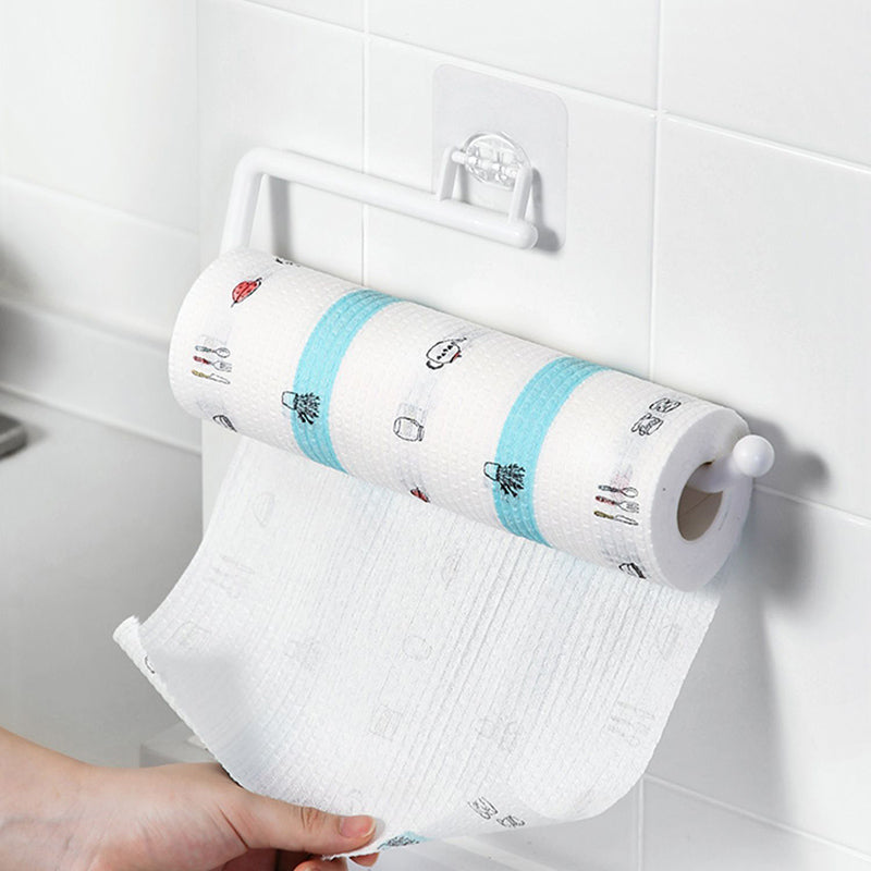 READY STOCK!!! Punch Free PP Kitchen Towel Hanger Rack Toilet Paper Roll Holder Cabinet Rag Hanging Holder 免打孔PP厨房毛巾挂架