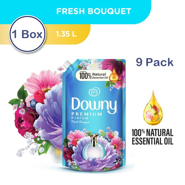 ✅READY STOCK‼️Downy Fabric Softener Refill 1.35L/1.4L/1.5L (1 Box = 9 Packs) | Pewangi Pakaian Tahan Lama Lembut & Segar
