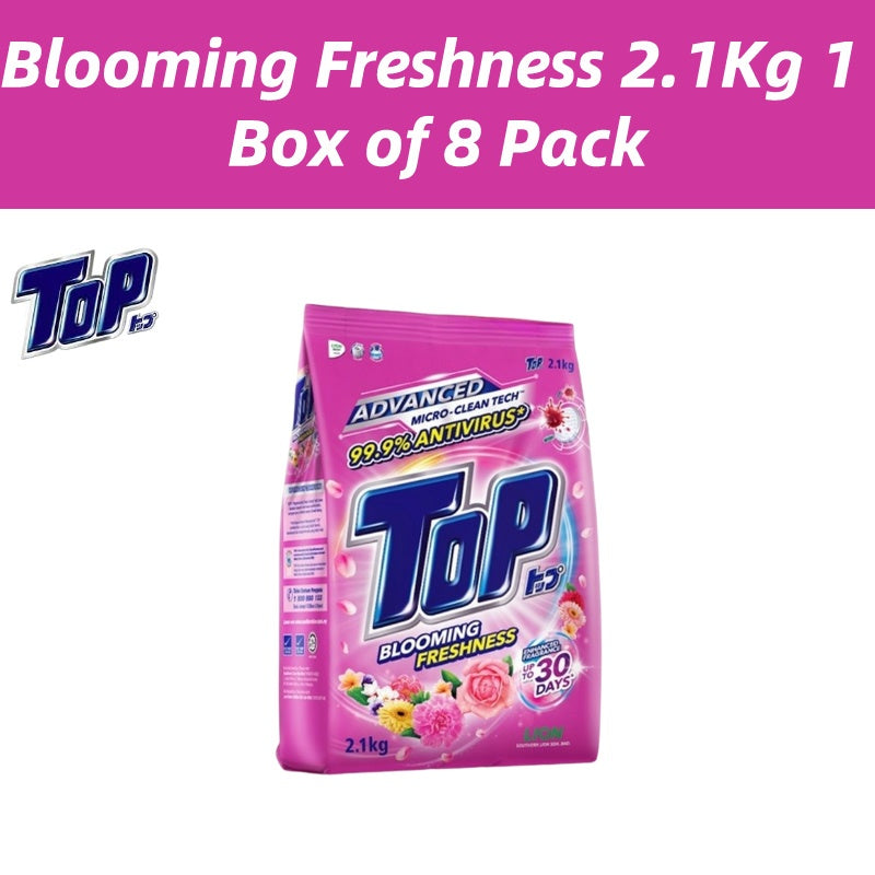 READY STOCK!!! Top Detergent Powder 2.1kg / 2.3kg 1 Box of 8 Pack
