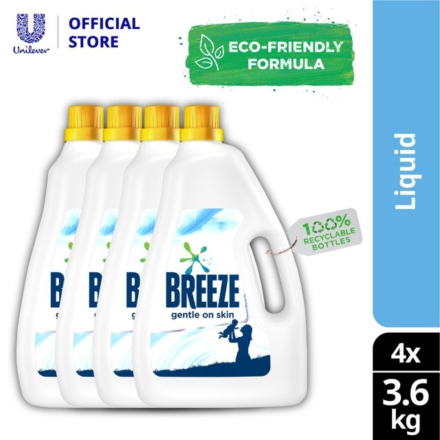 READY STOCK!!! Breeze Detergent Liquid Fragrance of Comfort Power Clean Colour Care 3.6kg 1 Box of 4 Bottle