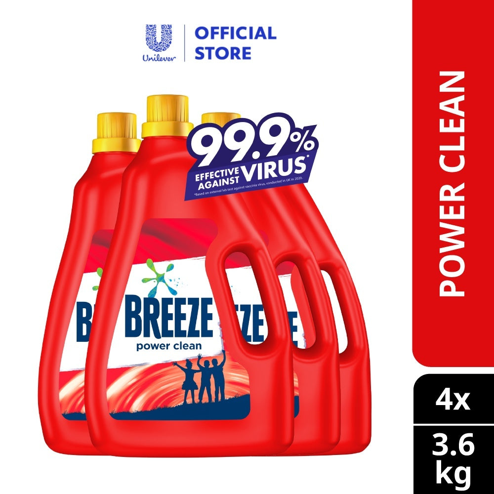 READY STOCK!!! Breeze Detergent Liquid Fragrance of Comfort Power Clean Colour Care 3.6kg 1 Box of 4 Bottle