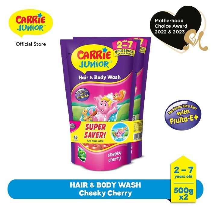 READY STOCK‼️ Carrie Junior Hair & Body Wash Twin Pack 500g x2 / 475g x2 Sabun Mandian & Syampu Kanak-Kanak