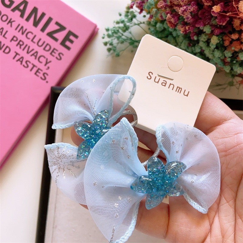 Gorgeous Princess Bow Knot Mesh Crystal Hair Clips Perfect for Kids' Hair Accessories-CSW1017