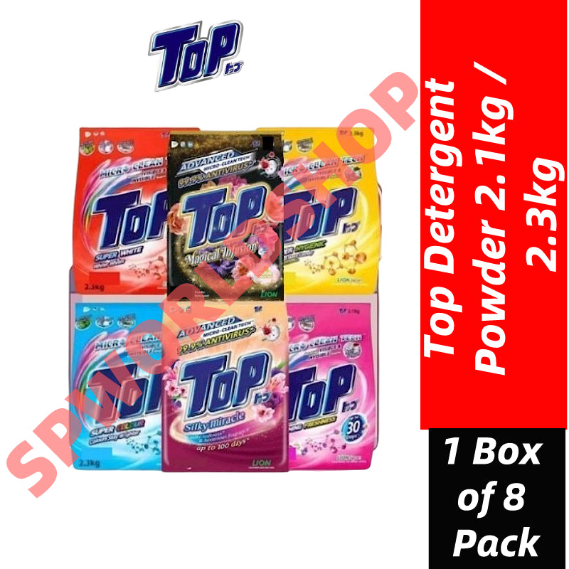 READY STOCK!!! Top Detergent Powder 2.1kg / 2.3kg 1 Box of 8 Pack