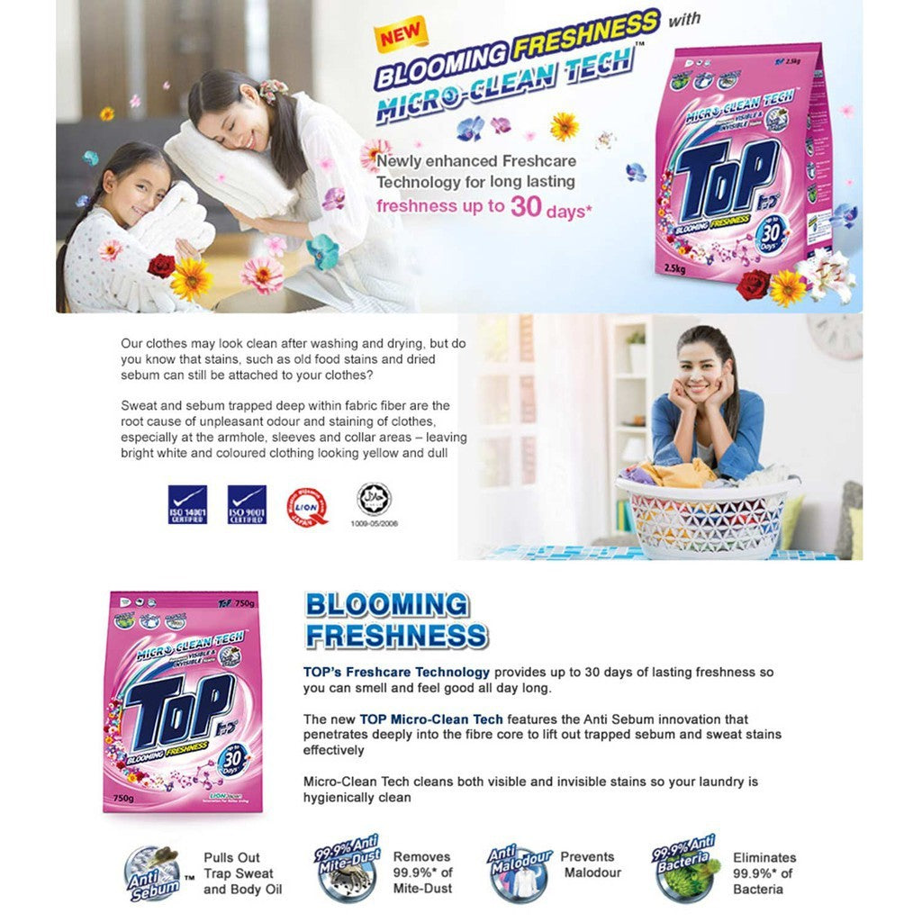 READY STOCK!!! Top Detergent Powder 2.1kg / 2.3kg 1 Box of 8 Pack