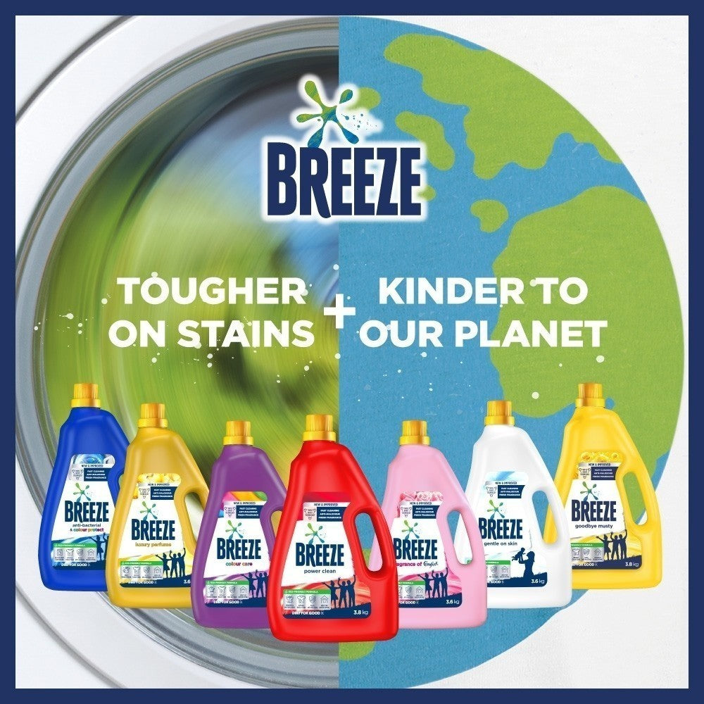 READY STOCK!!! Breeze Detergent Liquid Fragrance of Comfort Power Clean Colour Care 3.6kg 1 Box of 4 Bottle