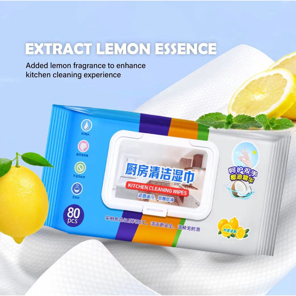 READY STOCK!!! 80PCS Kitchen Cleaning Wipes Kitchen Cleaning Wet Tissue Degreasing Tisu Dapur Tisu Basah Dapur 廚房清潔濕巾