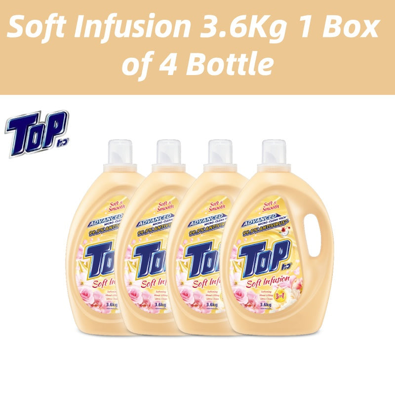 READY STOCK!!! Top Liquid Detergent - 7 Variants 3.6kg Super Hygienic Anti Virus l Box of 4 Bottle