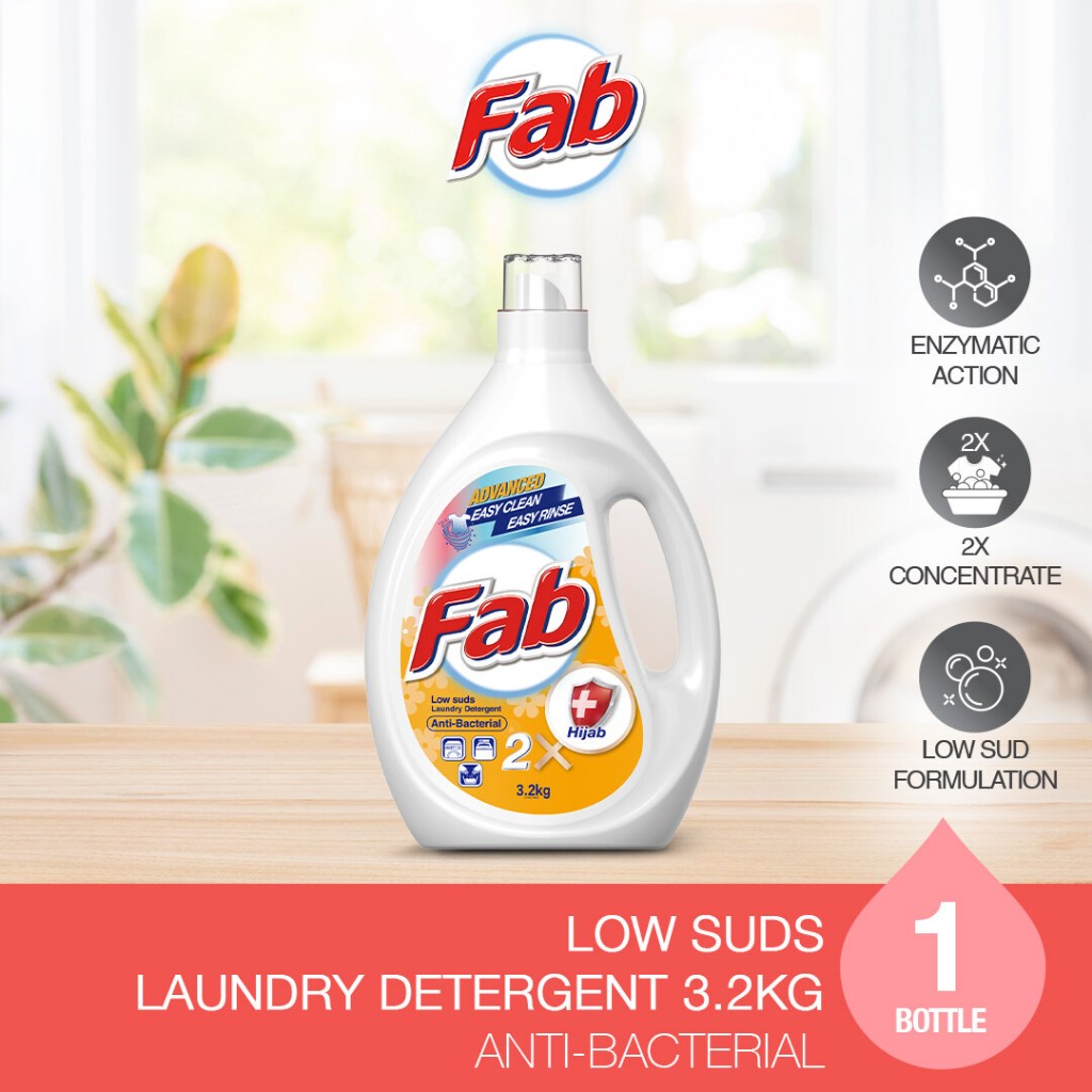 READY STOCK!!! Fab Low Sud Laundry Detergent Liquid 3.2kg/3.5kg