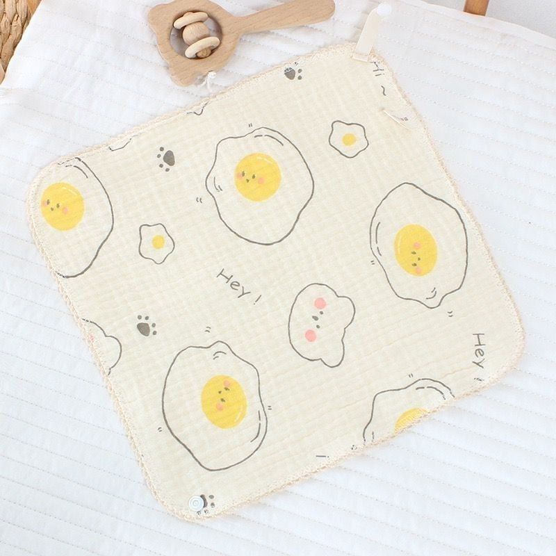 READY STOCK!!!Baby Towel Handkerchief 4 Layers Gauze Cotton Square Towel Buckle Multi-functional Triangle Towel