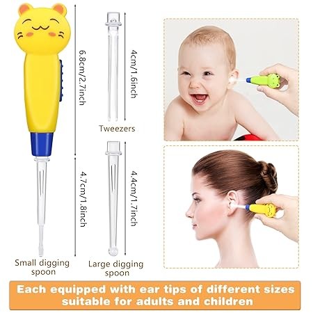 READY STOCK Cartoon LED Flashlight Detachable Earpick 卡通LED手电筒掏耳勺