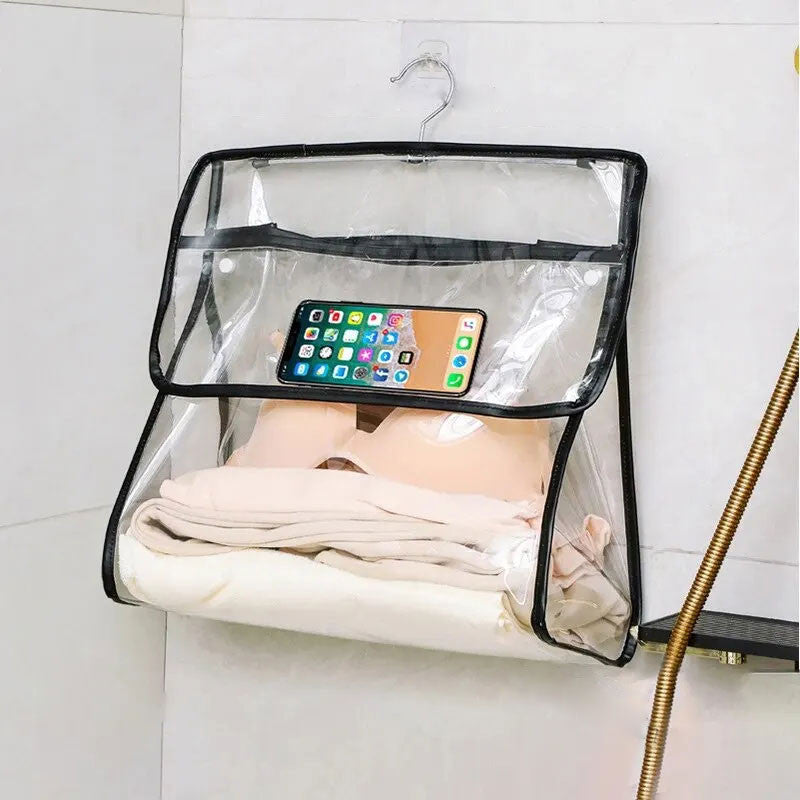 【READY STOCK】Waterproof Bathroom Hanging Storage Bag | Wall-Mounted Organizer Pouch | Shower Caddy with Hooks 浴室防水挂袋