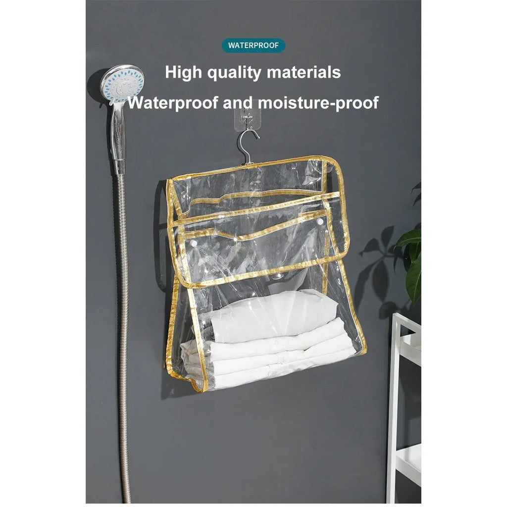 【READY STOCK】Waterproof Bathroom Hanging Storage Bag | Wall-Mounted Organizer Pouch | Shower Caddy with Hooks 浴室防水挂袋