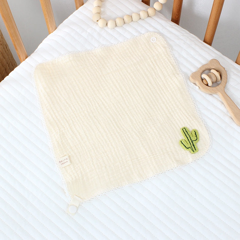 READY STOCK!!!Baby Towel Handkerchief 4 Layers Gauze Cotton Square Towel Buckle Multi-functional Triangle Towel