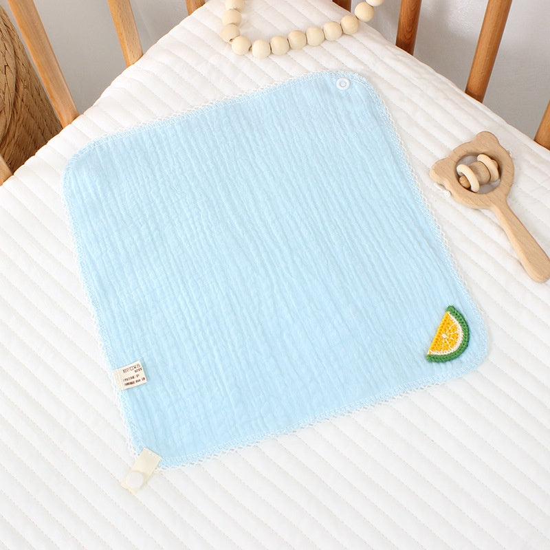 READY STOCK!!!Baby Towel Handkerchief 4 Layers Gauze Cotton Square Towel Buckle Multi-functional Triangle Towel