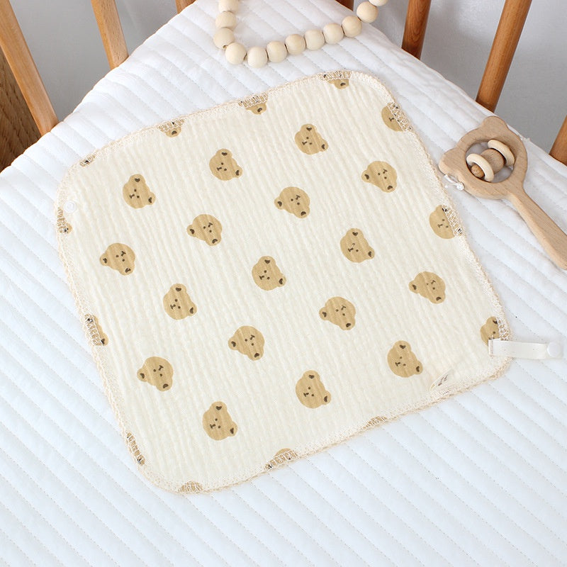 READY STOCK!!!Baby Towel Handkerchief 4 Layers Gauze Cotton Square Towel Buckle Multi-functional Triangle Towel