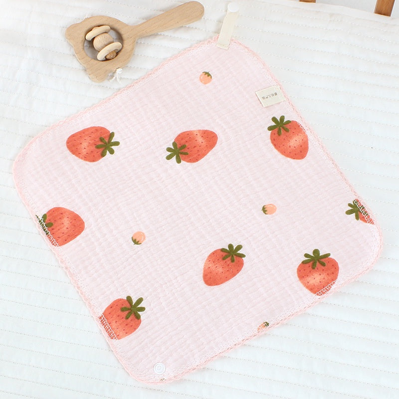 READY STOCK!!!Baby Towel Handkerchief 4 Layers Gauze Cotton Square Towel Buckle Multi-functional Triangle Towel