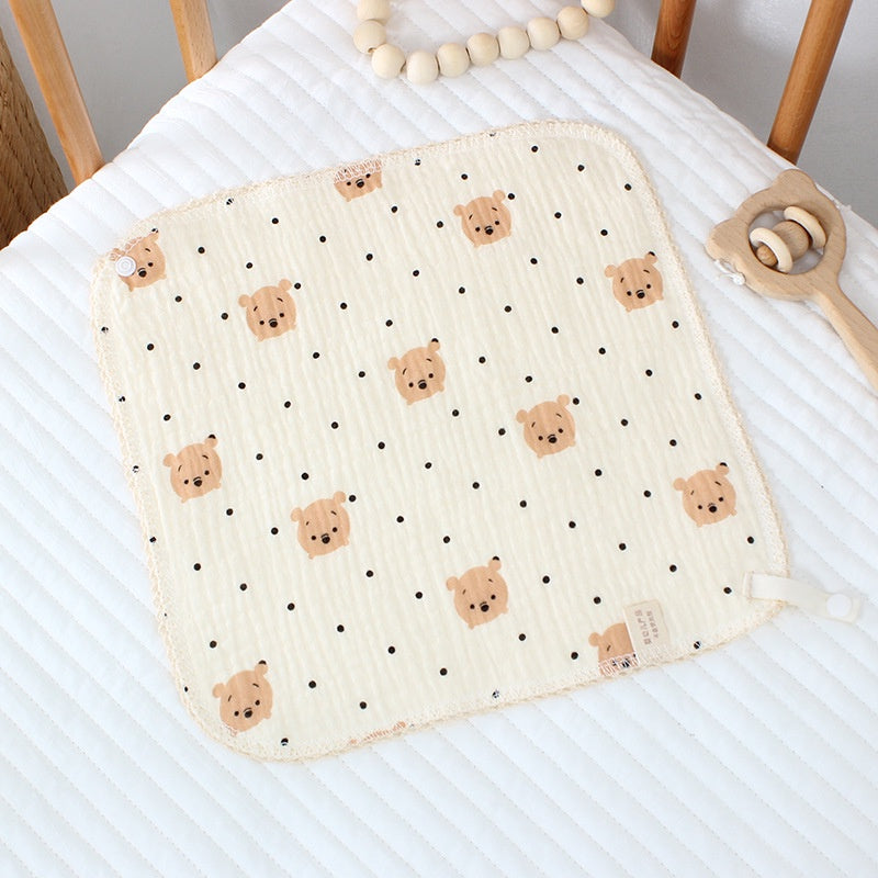 READY STOCK!!!Baby Towel Handkerchief 4 Layers Gauze Cotton Square Towel Buckle Multi-functional Triangle Towel