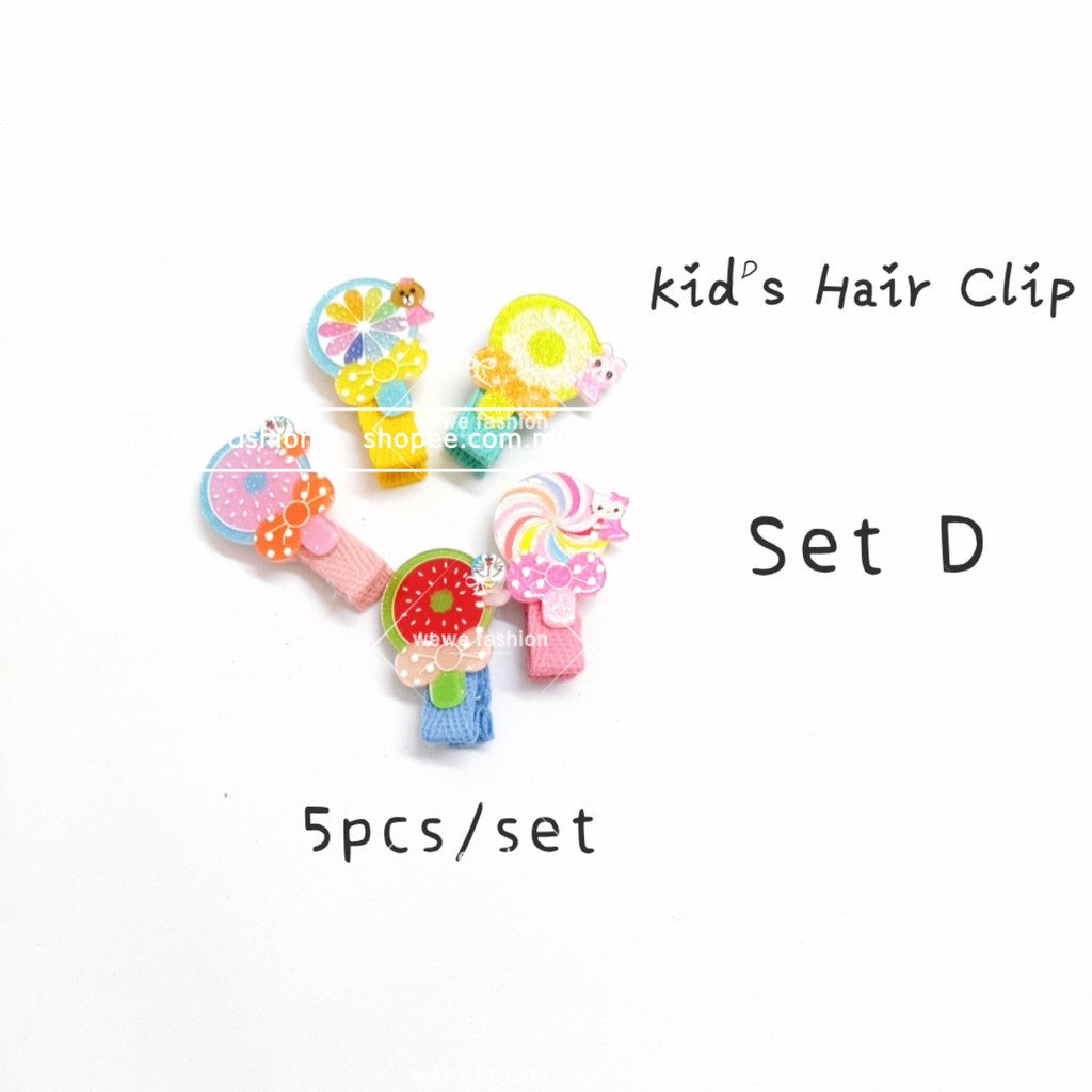 READY STOCK!! 5PCS Cartoon Fruit Cutie Hair Clip Kids Baby Girls Hair Accessories