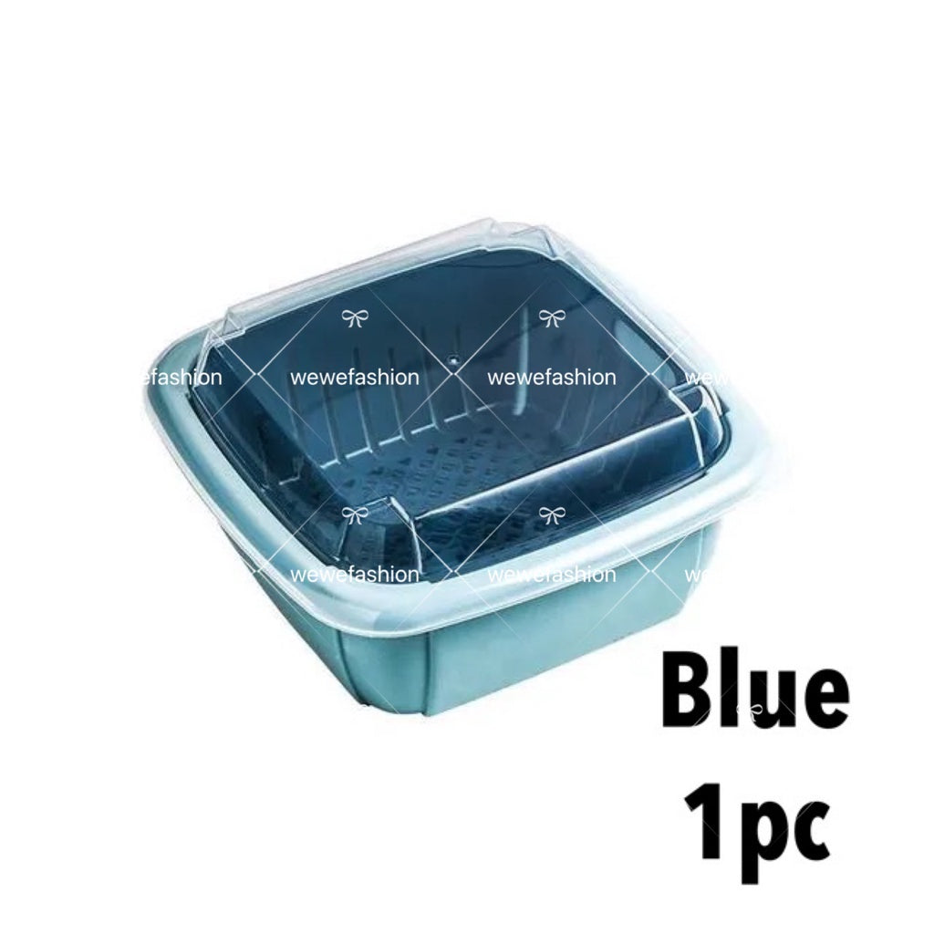 READY STOCK!!!2 IN 1 Double Layer Tupperware Drain Container Washing Drain Basket Container