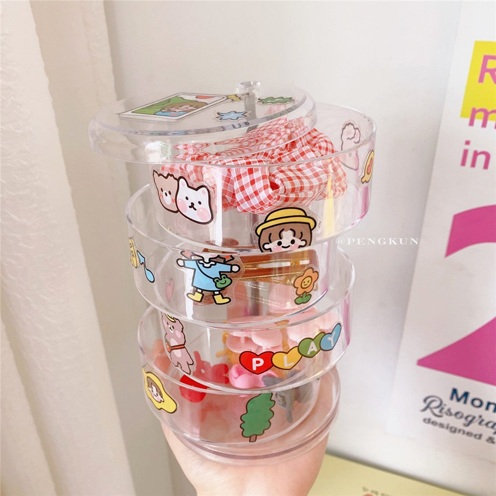 READY STOCK!!! Rotating Jewelry Box | 4-Layer Storage for Rings, Earrings, Necklaces | Portable Organizer 旋转首饰盒