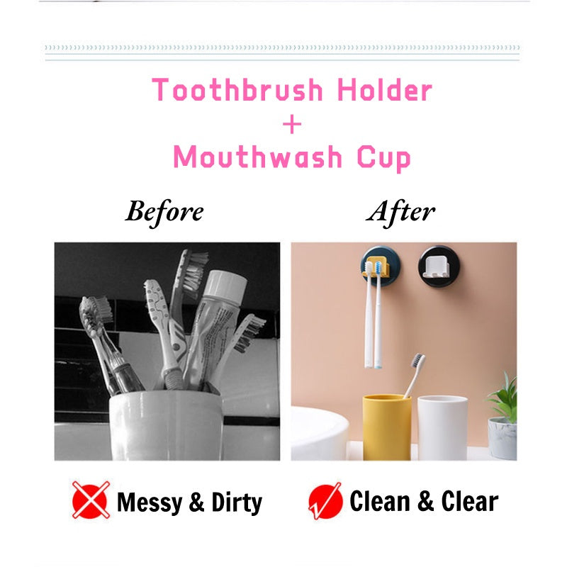 Plastic Toothbrush Holder with Gargle Cup Wall Suction Cups Rack Shaver Tooth paste Dispenser Bathroom Accessories Set