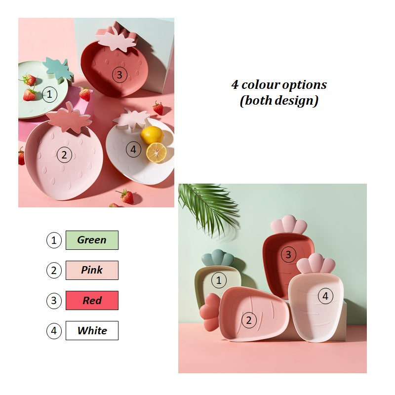 READY STOCK!!!Cute Carrot Clouds Strawberry Shape Plastic Snacks Fruit Plate