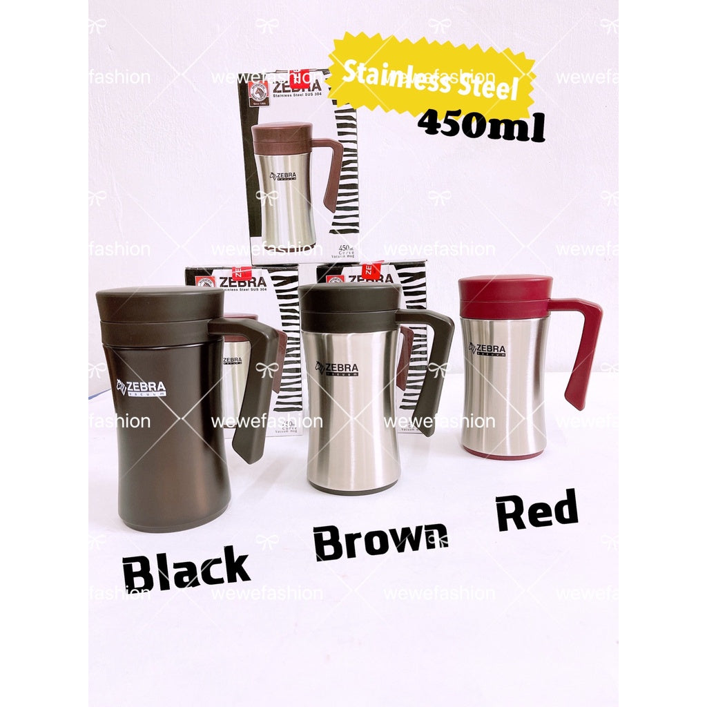 READY STOCK!!!Zebra SUS304 Stainless Steel CURVE Vacuum Mug 0.45L (450ml)