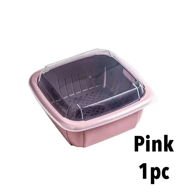 READY STOCK!!!2 IN 1 Double Layer Tupperware Drain Container Washing Drain Basket Container