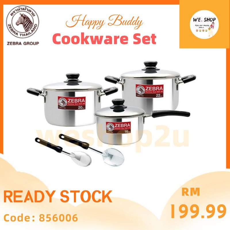 RAEDY STOCK!!!Zebra THAILAND Happy Buddy 8 Pcs Cookware Set