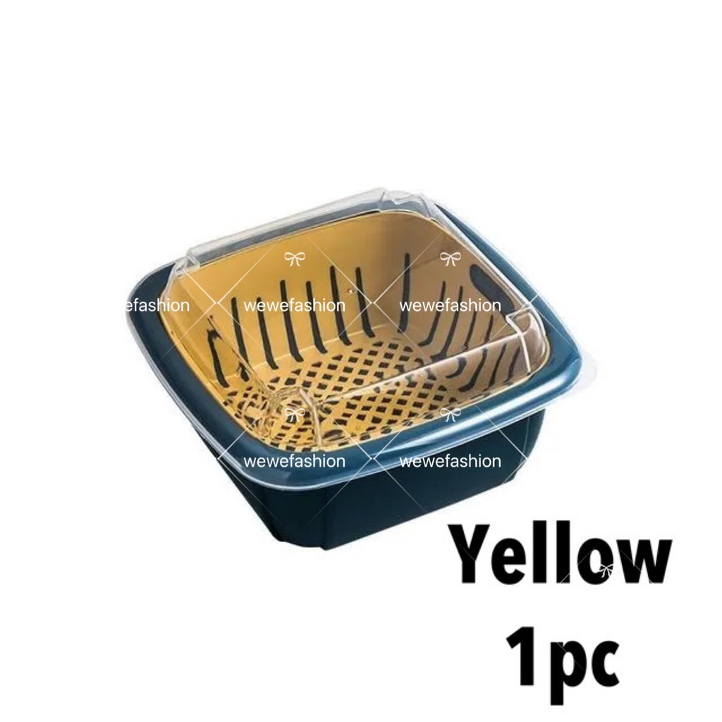 READY STOCK!!!2 IN 1 Double Layer Tupperware Drain Container Washing Drain Basket Container