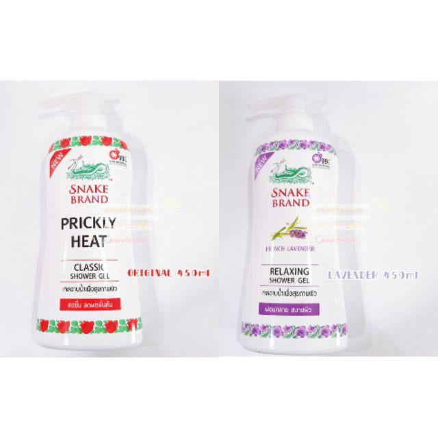 READY STOCK!!!! Snake Brand healty shower soap Prickly Lavender 180ml/400ml/450ml 蛇粉洗身露 Original Thailand