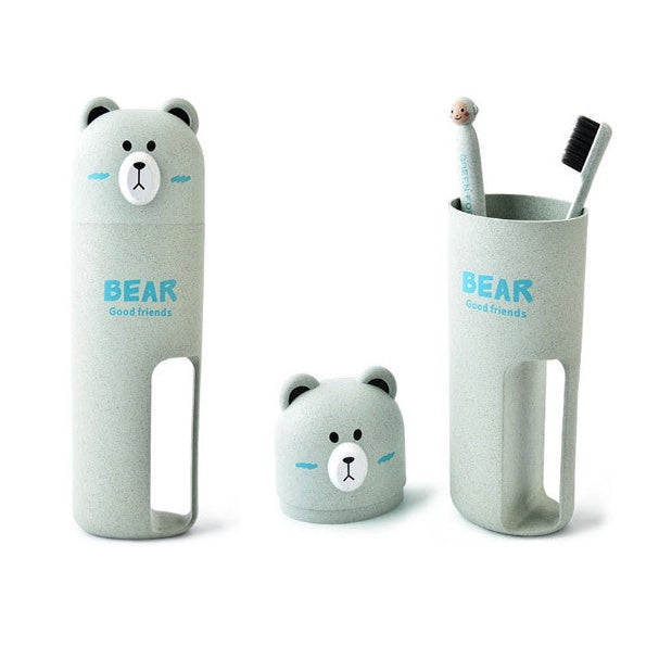 READY STCOK!!!Travel Wash Toiletries Cup Set Cutie Cartoon Toothbrush Box Storage Brushing Cup Mouthwash Cup