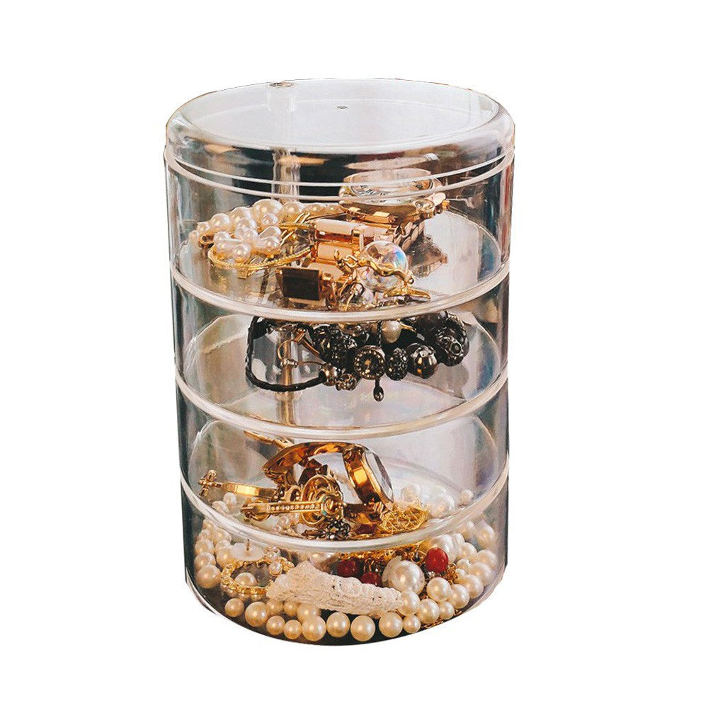 READY STOCK!!! Rotating Jewelry Box | 4-Layer Storage for Rings, Earrings, Necklaces | Portable Organizer 旋转首饰盒