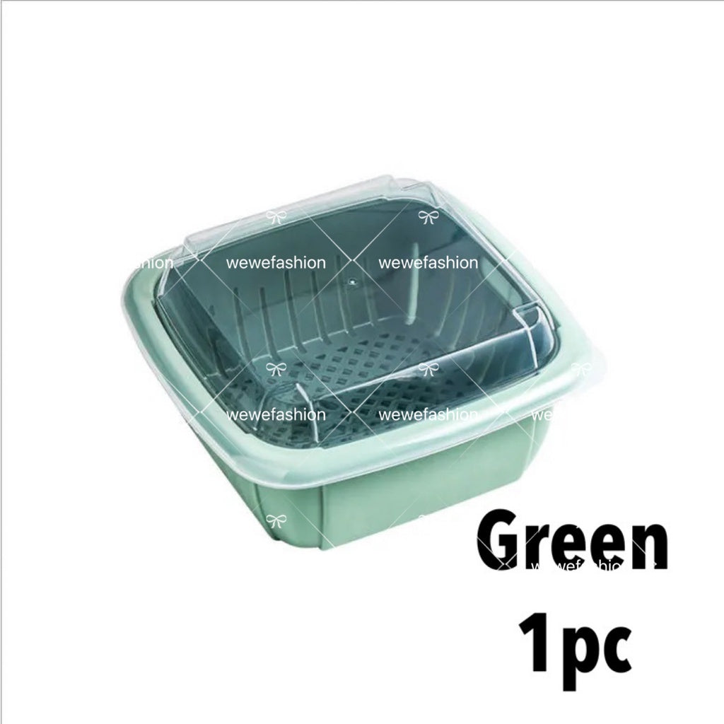 READY STOCK!!!2 IN 1 Double Layer Tupperware Drain Container Washing Drain Basket Container
