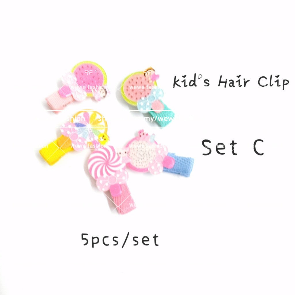 READY STOCK!! 5PCS Cartoon Fruit Cutie Hair Clip Kids Baby Girls Hair Accessories