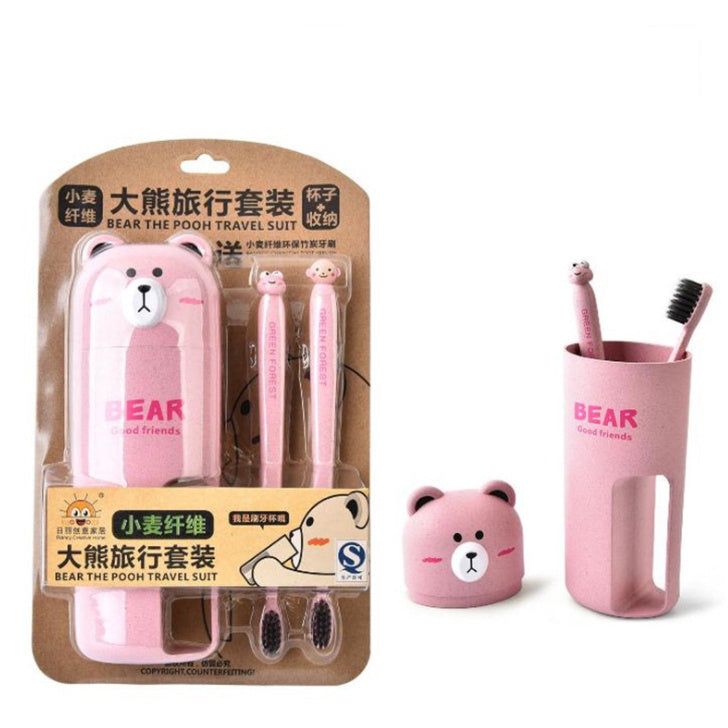 READY STCOK!!!Travel Wash Toiletries Cup Set Cutie Cartoon Toothbrush Box Storage Brushing Cup Mouthwash Cup